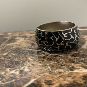 New York & Company Black and Silver Bangle Bracelet